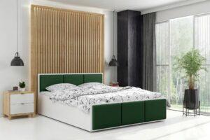 BMS GROUP Čalúnená posteľ PANAMA XT 120x200cm výklopná biela - smaragdová