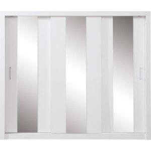 Šatníková skriňa Cadu so zrkadlom - 250x215x60 cm (biela)